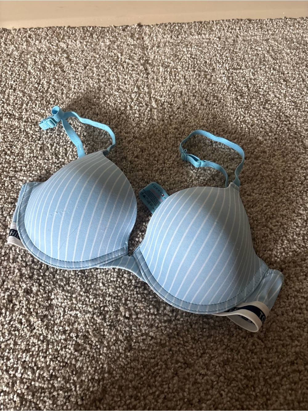 Tommy Hilfiger Light Blue Pinstripe T-Shirt Bra